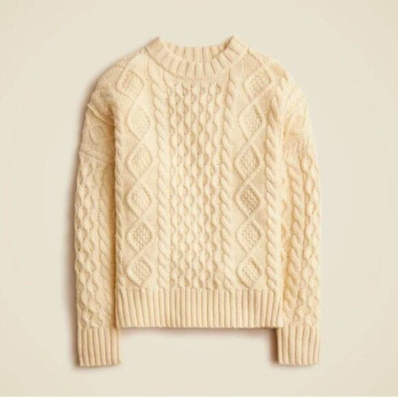 j. Crew ce719 Oversized cable-knit crewneck sweater NWT size XS-S - Picture 4 of 8